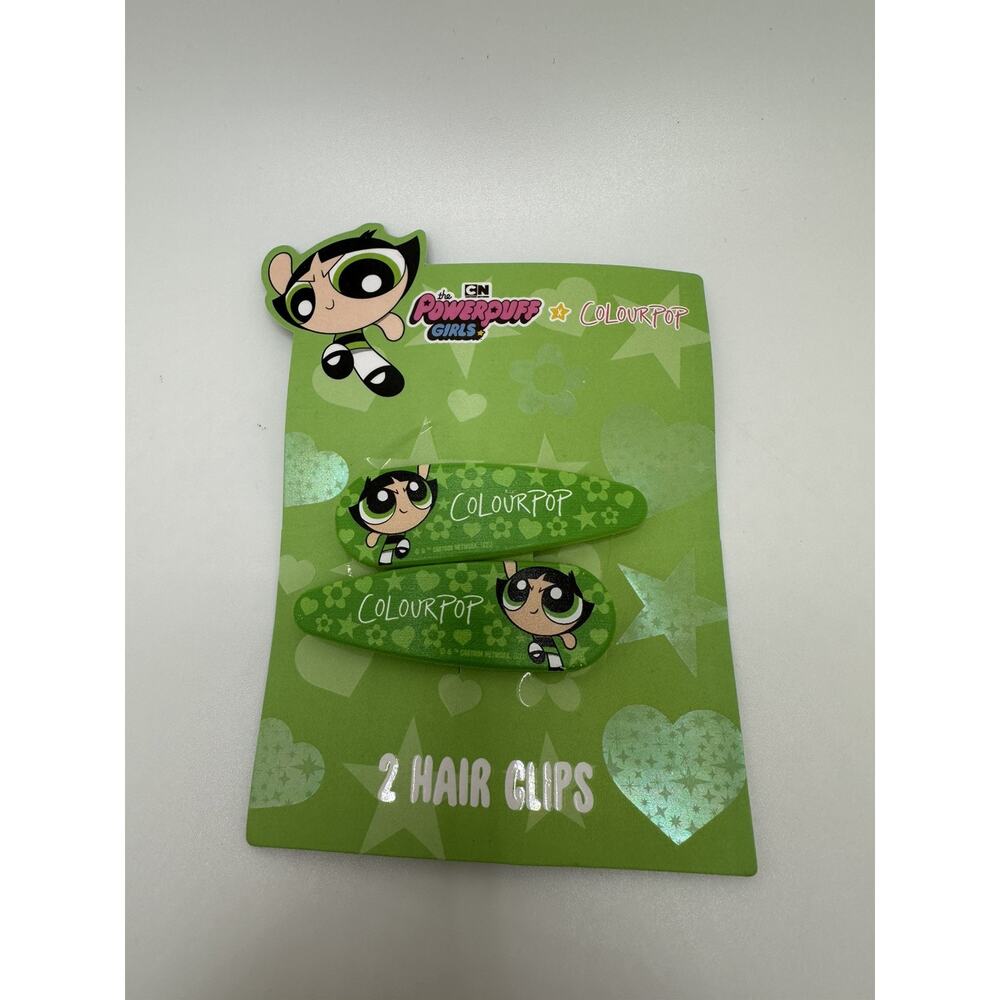 COLOURPOP Powerpuff Girls Green Snap Hair Clips Buttercup One Pair NEW